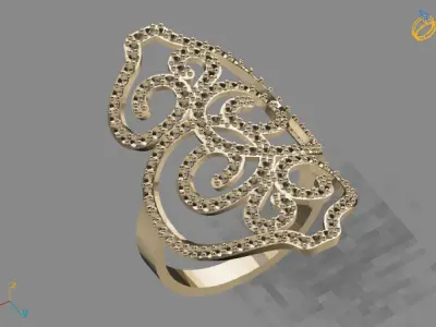 Vintage Womens Diamond Ring Women Rings 3dmodels 3D print model 3D print model 27