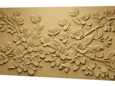  modern panel wall decor set relief stl mural CNC 285 3D model