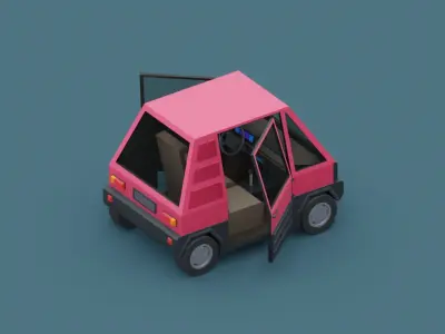 Stylized Cartoon Euro Micro Car  Low-poly 3D model