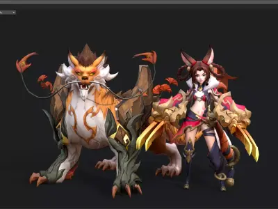 Shanhaijing fox demon Low-poly 3D model