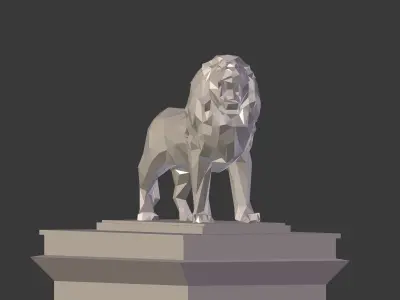 Cartoon Lion Statue - Low Poly Low-poly 3D model buy
