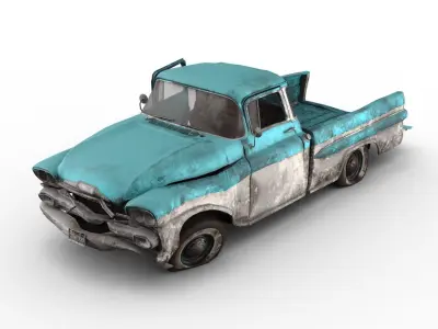 Crashed Chevrolet Apache 1959 Low-poly 3D model