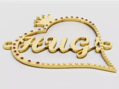 Women Brooch Letter Shape Rhinestone Luxury Stainless 3D print model