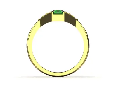 Yellow Gold stl 3dm Ring with Emerald Diamonds Model jr00216 3D print model