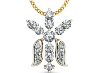 Solitaire Women Pendant 3dm STL OBJ FBX Renders Details 3D print model 15
