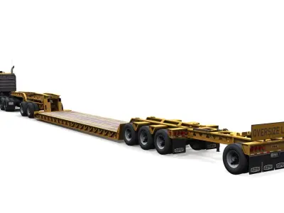 Peterbilt 362 Lowboy trailer Low-poly 3D model