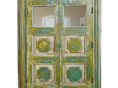 Antique Colonial Storage Cabinet Mirror 3D model