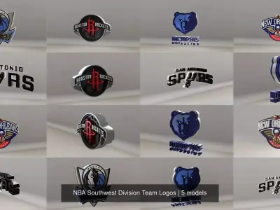 NBA Southwest Division Team Logos 3D Model Pack