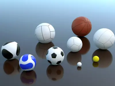 balls collection basketball with two different angles 3D model