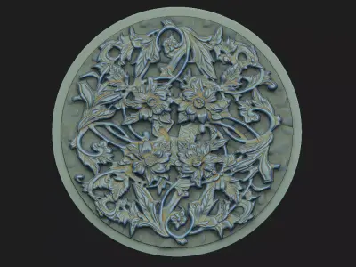 ivy decor floral ornate cnc  laser leave motif home wall  relief 3D print model