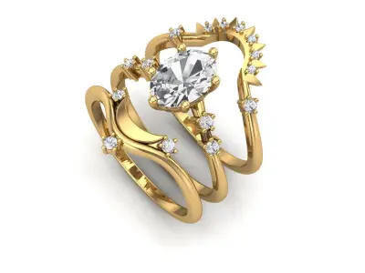 Moon and Sun Ring jewelry 3D print model