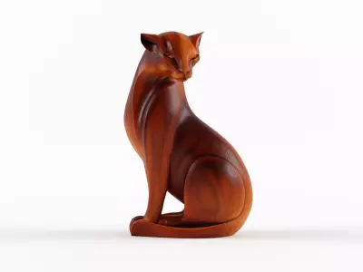Elegant Wooden Cheetah Sculpture 3D model