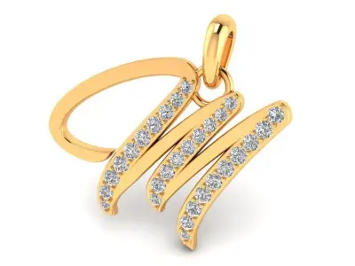 Pendant Alphabet Letter M Diamond 3D print model