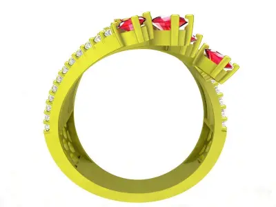 Luxury Fan Shape Multi Stone Ring 3D Model  5016 3D print model