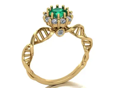 Biomedical ring with DNA-shaped shank - Anel Biomedicina 3D print model