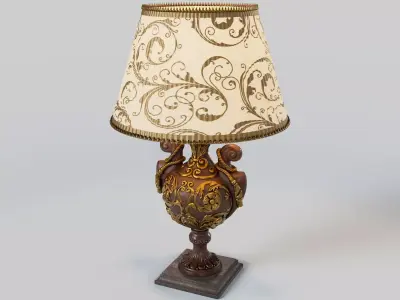 Vintage Table Lamp - Baroque Style 3D model