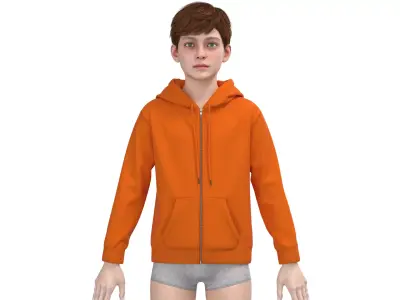 Kids male zipper hoodie 3D model