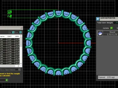U Shaped Eternity Ring 2 point 7 mm stone size swiss 16 and EU56 3D print model
