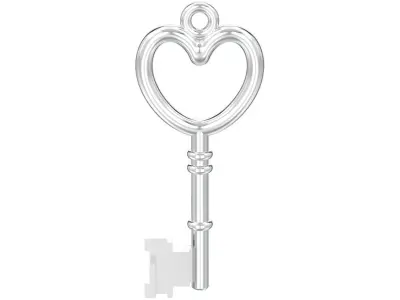 3d model simple decorative key pendant with heart  3D print model
