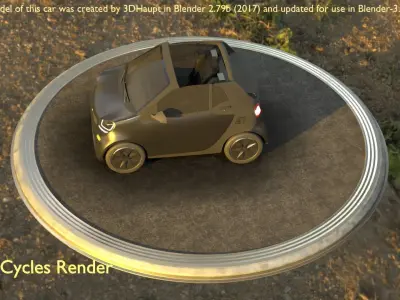 City Car 10 Small Cabrio Open Type-E Black Low-poly 3D model