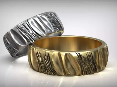 Designer Art Gold Wedding Band 3D print model