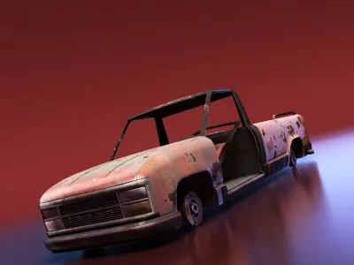 Junkyard cars collection Low-poly 3D model