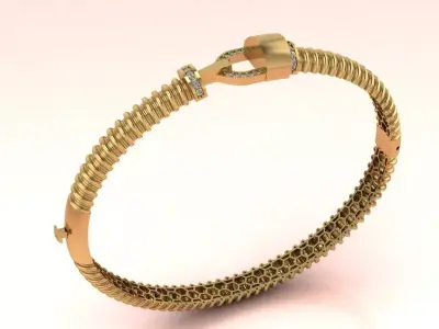 Signature Link Cuff Bangle bracelet 3D model - for Her 3D print model