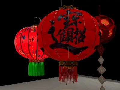 Chinese red lantern 3D model 91