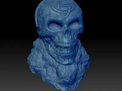 Skull Celtic  on Rock   3D print model