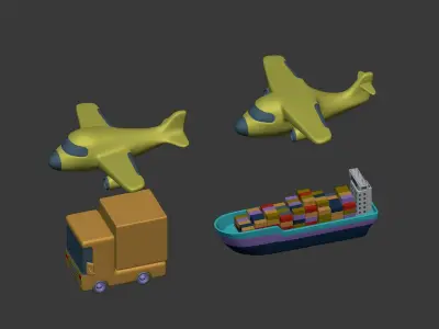 Cartoon Vehicle Transport Pack Low-poly 3D model