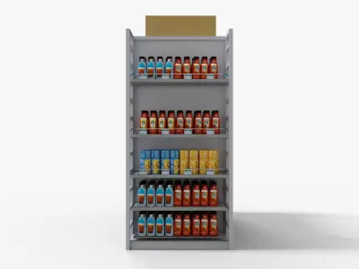 Supermarket Bottle Shelve  Low-poly 3D model