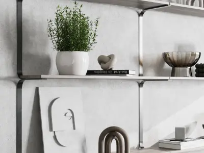 Metal Shelves Decorative With Book - metal Rack 06 Low-poly 3D model