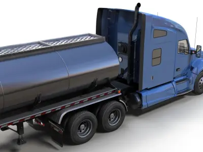 Kenworth T680 tanker semitruck Low-poly 3D model