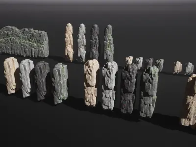 Modular Mega Rock Pack - Granite Low-poly 3D model