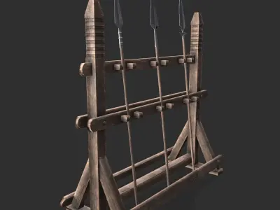 Medieval Spears and Stand Low-poly 3D model