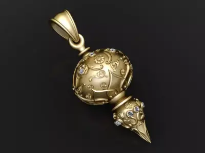 ornate gold pendant 3D printable model  3D print model