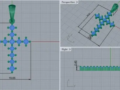 3d model Croses cross pendant with sapphires 3D print model