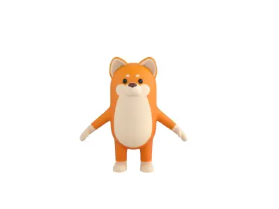 Rigged Shiba Dog Character 3D model