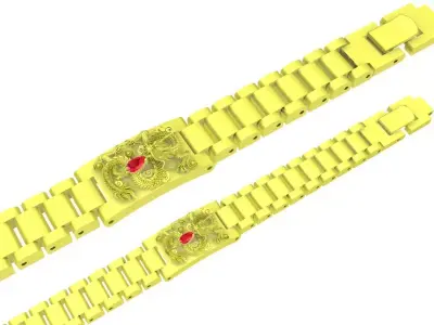 Luxury Link Bracelet with Gemstone Plate 3D Jewelry Model 4178 3D print model