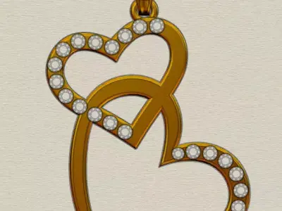 hearths gift pendant  with stones 3D print model