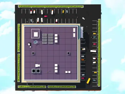 Cartoon Lowpoly Supermarket Low-poly 3D model
