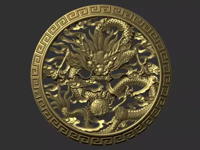 dragon gold medallion 3D print model