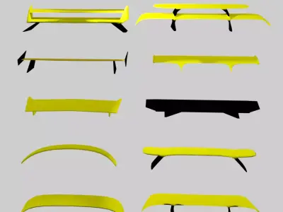 Low-Poly  3 Model Car Spoilers Low-poly 3D model