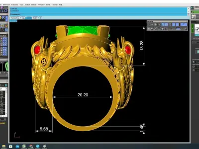 Luxury Oval Gemstone Men Ring with Ornamental Details 3D Mo 3738 3D print model