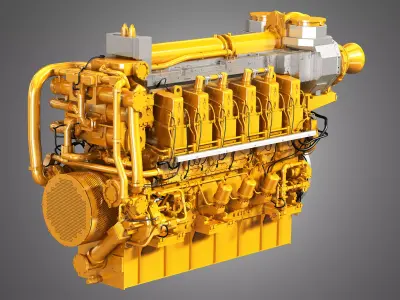C280 Engine - V12 Industrial Diesel Engine 3D model