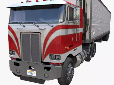 Peterbilt 362 van trailer truck Low-poly 3D model