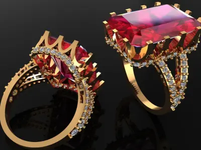 Women Ring 52 radiant diamond cut engagement ring for women 3D print model