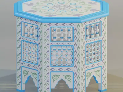 Moroccan octagonal side table 01 3D model