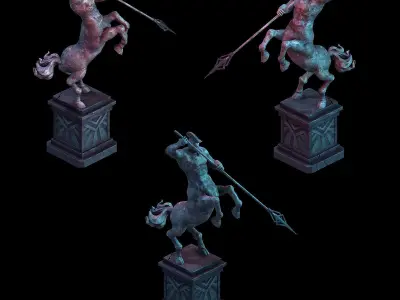 Stone Palace of underground - people horse sculpture 01 3D model