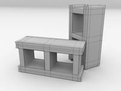 Cinderblock two concrete blocks 3D model